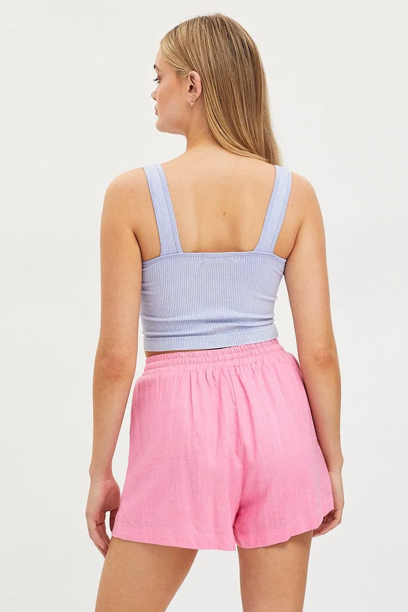 Pink Mini Shorts High Rise Linen Blend sold by Ally Fashion product image thumbnail 5