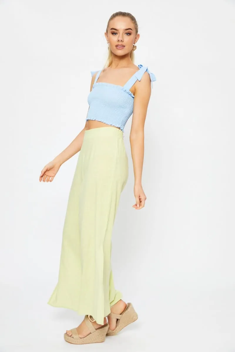 Yellow Linen Blend Elastic Side Slit Wide Leg Pants sold by Ally Fashion product image thumbnail 4