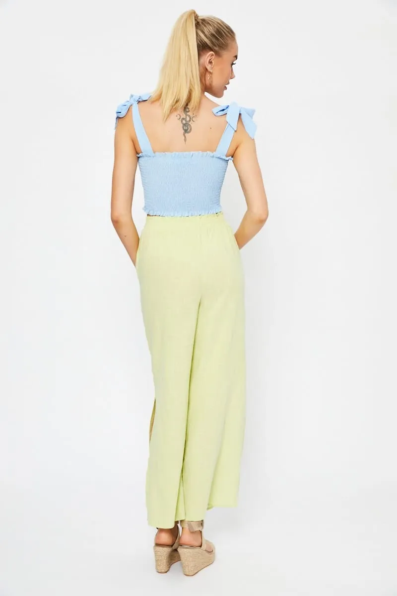 Yellow Linen Blend Elastic Side Slit Wide Leg Pants sold by Ally Fashion product image thumbnail 5