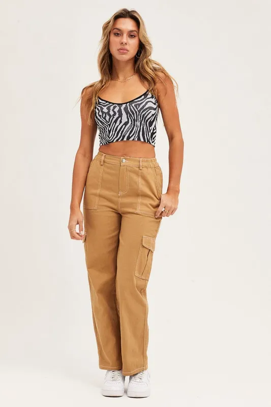 Beige Cargo Pants Out Pocket sold by Ally Fashion