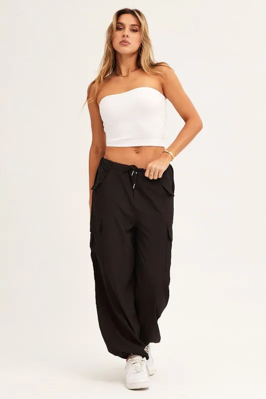 Black Cargo Parachute Pants Out Pocket sold by Ally Fashion