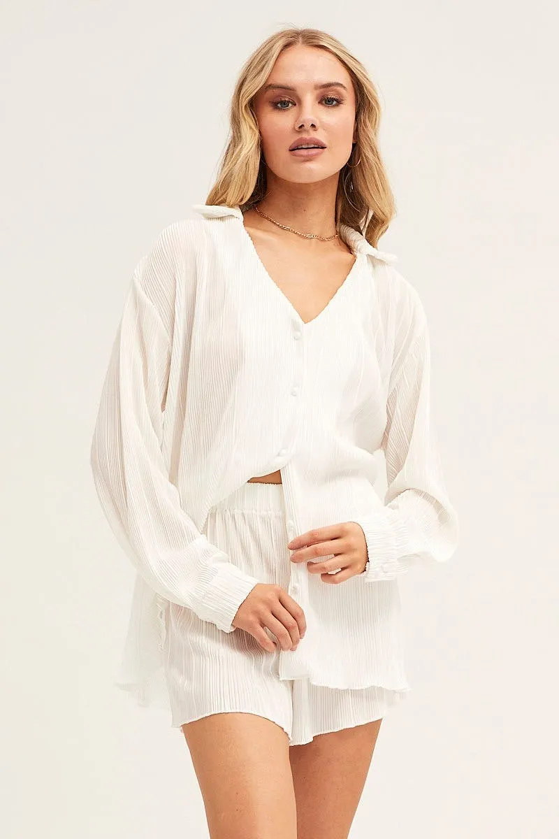 White Plisse Short High Rise sold by Ally Fashion