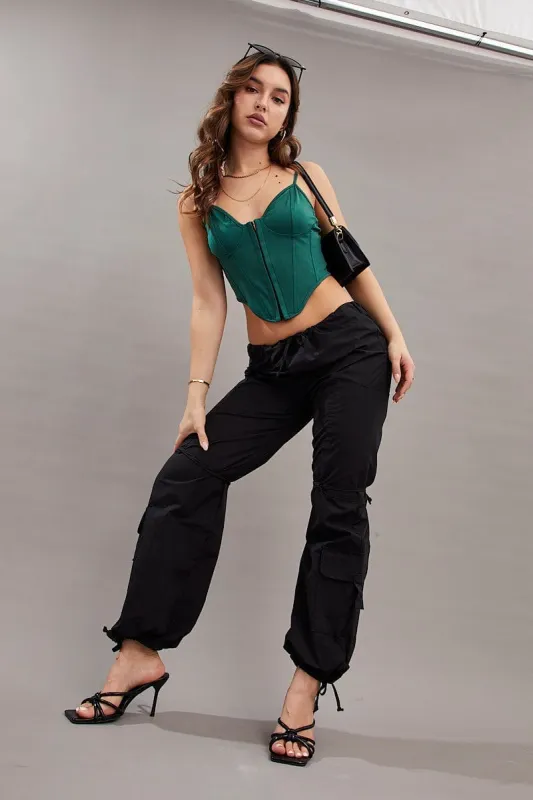 Black Cargo Parachute Pants Relaxed sold by Ally Fashion