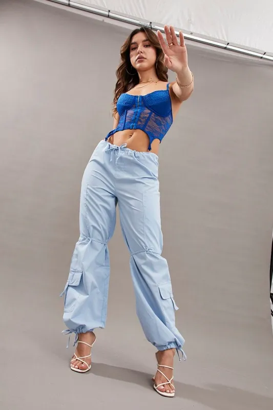 Blue Cargo Parachute Pants Relaxed sold by Ally Fashion