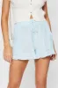 Blue High Waist Linen Blend Elastic Waist Frill Hem Short sold by Ally Fashion