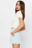 Blue High Waist Linen Blend Elastic Waist Frill Hem Short sold by Ally Fashion