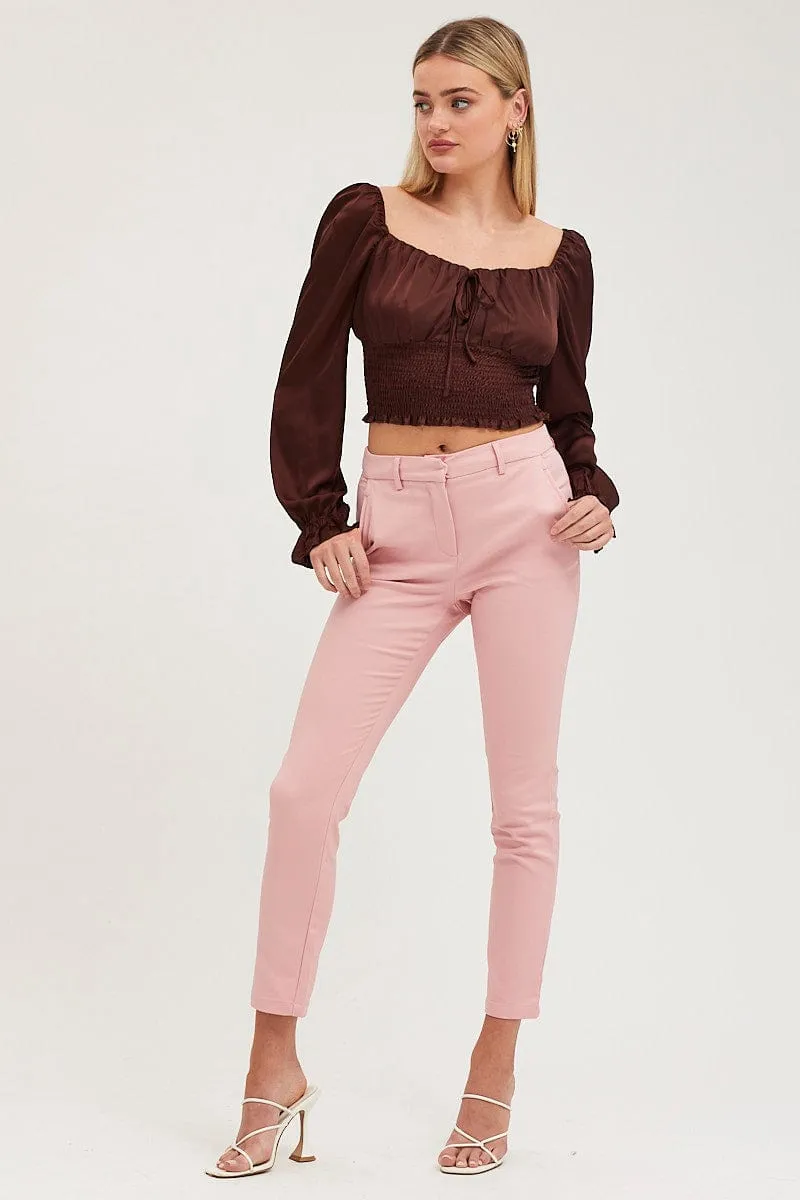 Pink Slim Pants High Rise Workwear sold by Ally Fashion product image thumbnail 3