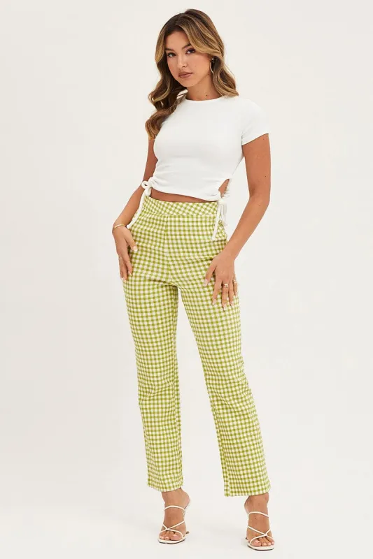 Check Slim Pants High Rise sold by Ally Fashion