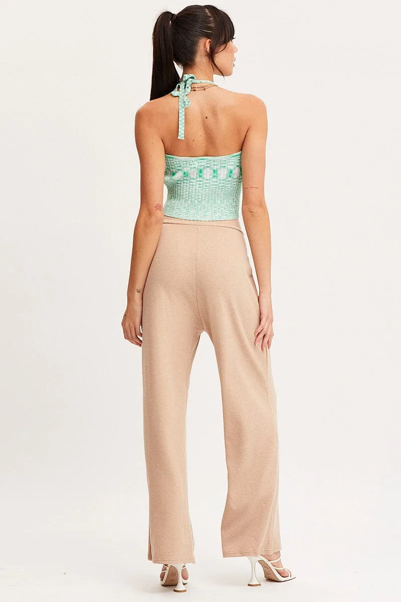 Beige Wide Leg Pants High Rise sold by Ally Fashion product image thumbnail 5