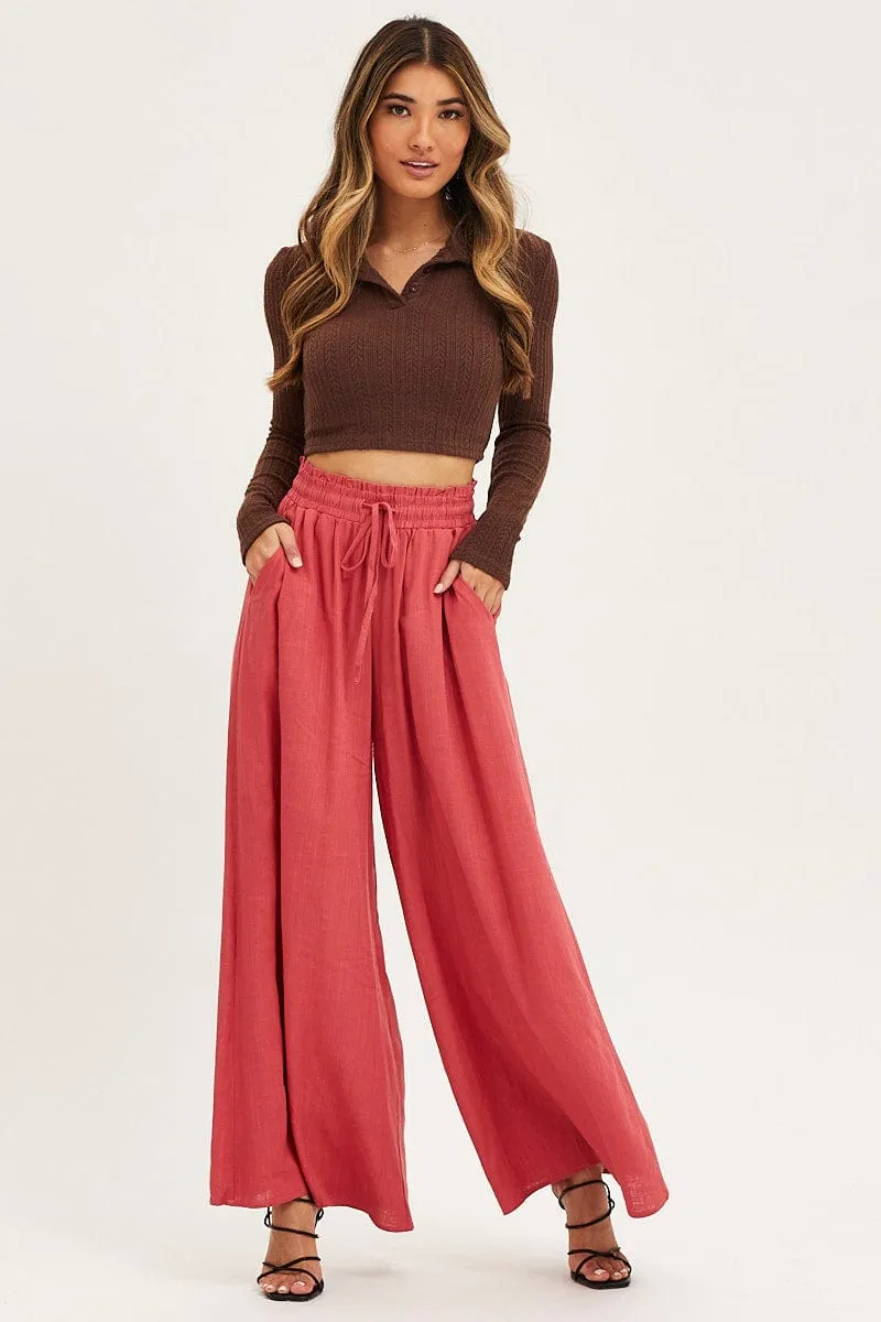 Brown Wide Leg Pants High Rise sold by Ally Fashion