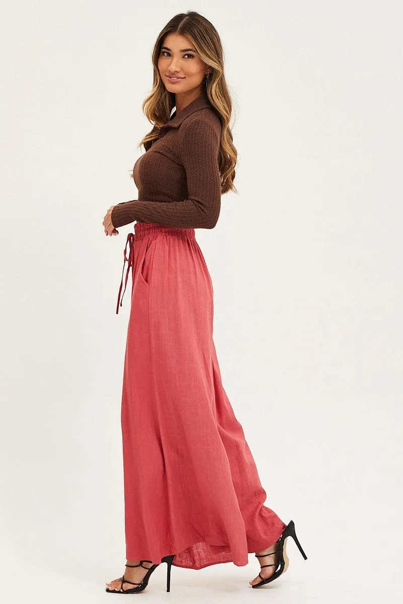 Brown Wide Leg Pants High Rise sold by Ally Fashion product image thumbnail 4