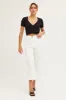 White High Rise Linen Blend Wide Leg Pants sold by Ally Fashion