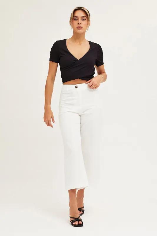 White High Rise Linen Blend Wide Leg Pants sold by Ally Fashion