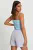 Purple Tie Front Elastic Waist Track Short sold by Ally Fashion