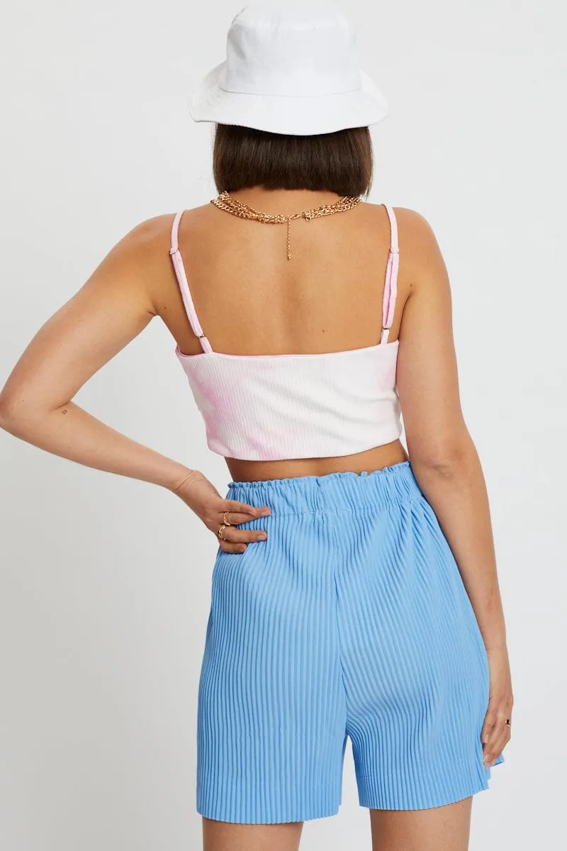 Blue Elastic Waist Track Short sold by Ally Fashion product image thumbnail 3