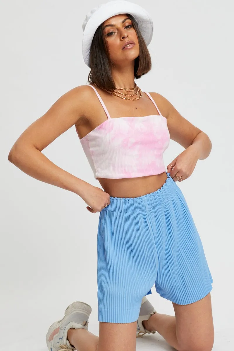 Blue Elastic Waist Track Short sold by Ally Fashion