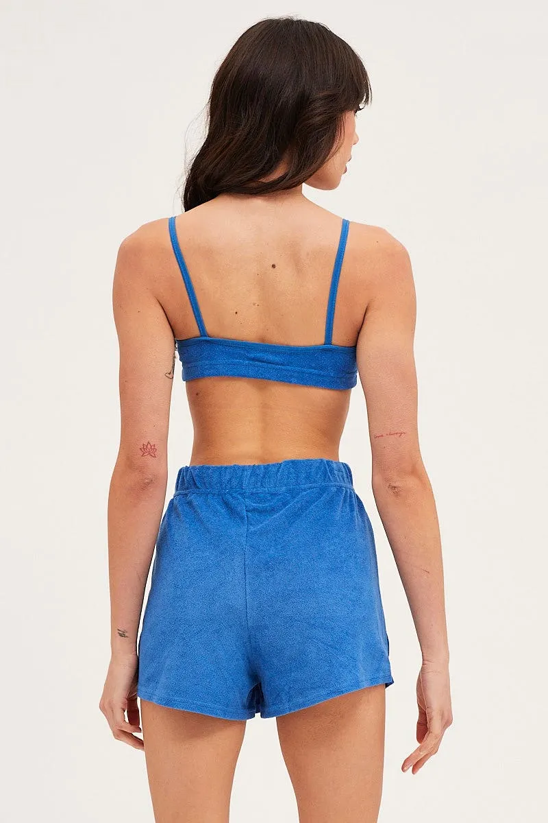 Blue Mini Shorts High Rise Terry sold by Ally Fashion product image thumbnail 5