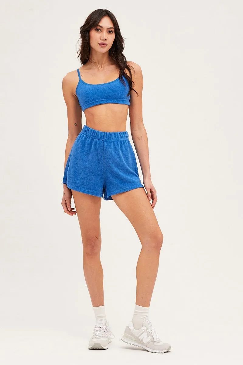 Blue Mini Shorts High Rise Terry sold by Ally Fashion product image thumbnail 3