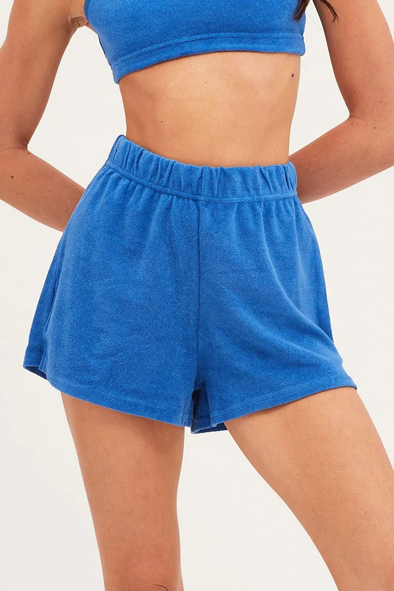 Blue Mini Shorts High Rise Terry sold by Ally Fashion product image thumbnail 2
