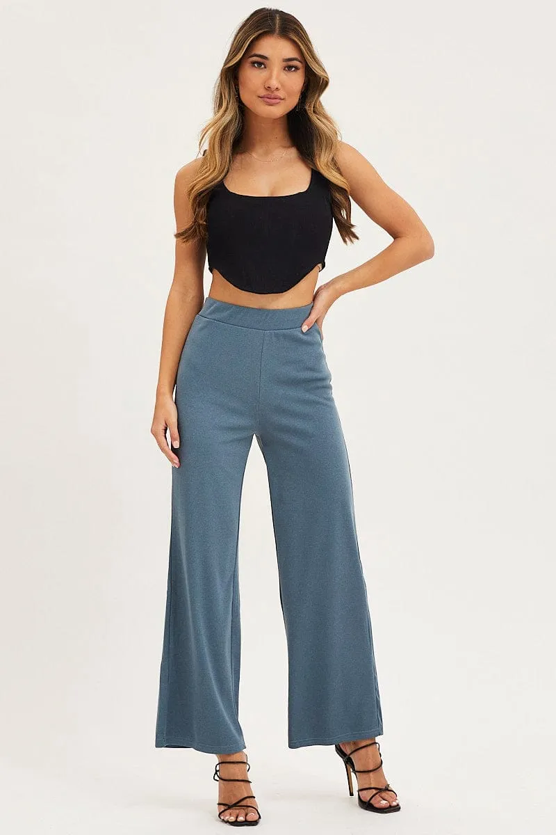 Blue Flare Pants High Rise sold by Ally Fashion