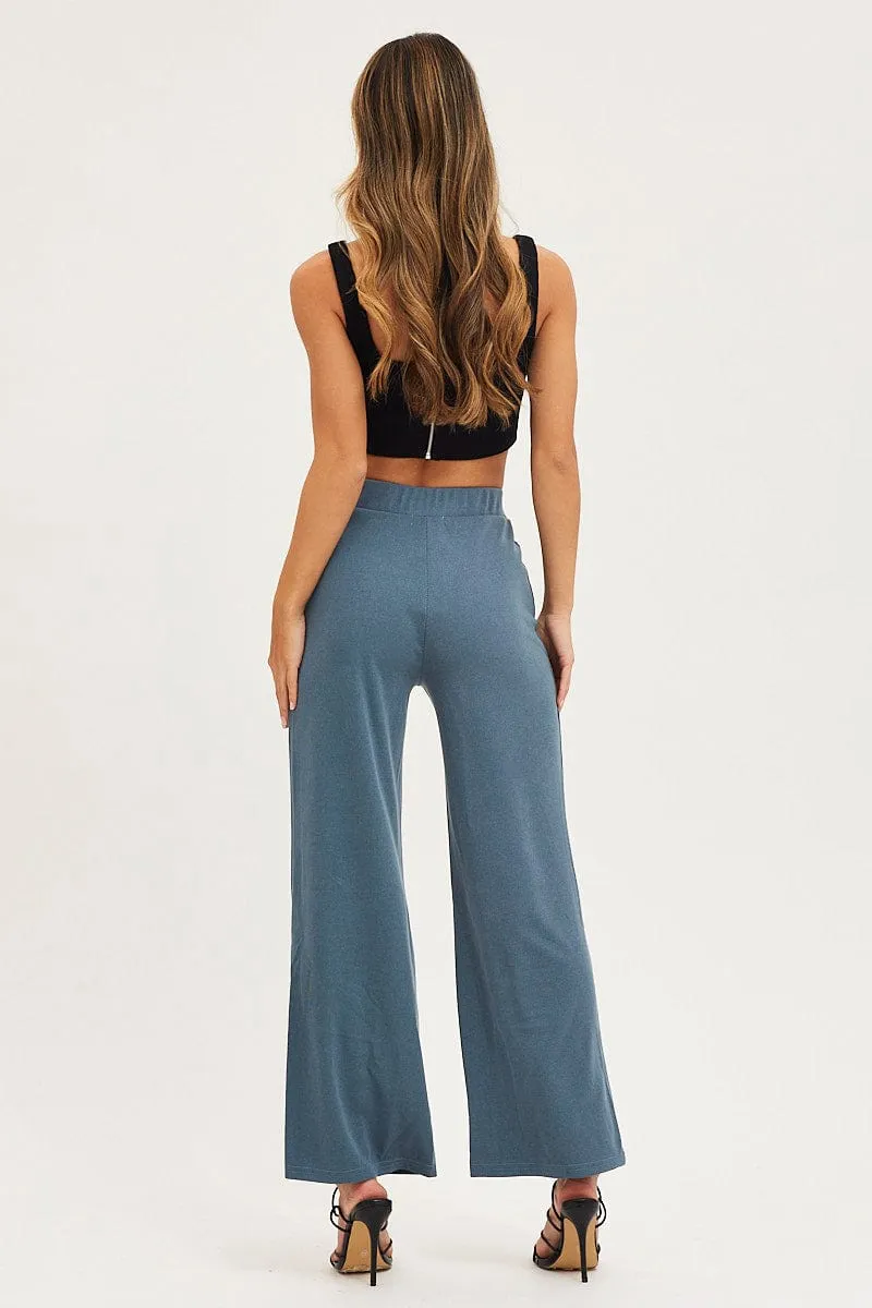 Blue Flare Pants High Rise sold by Ally Fashion product image thumbnail 5