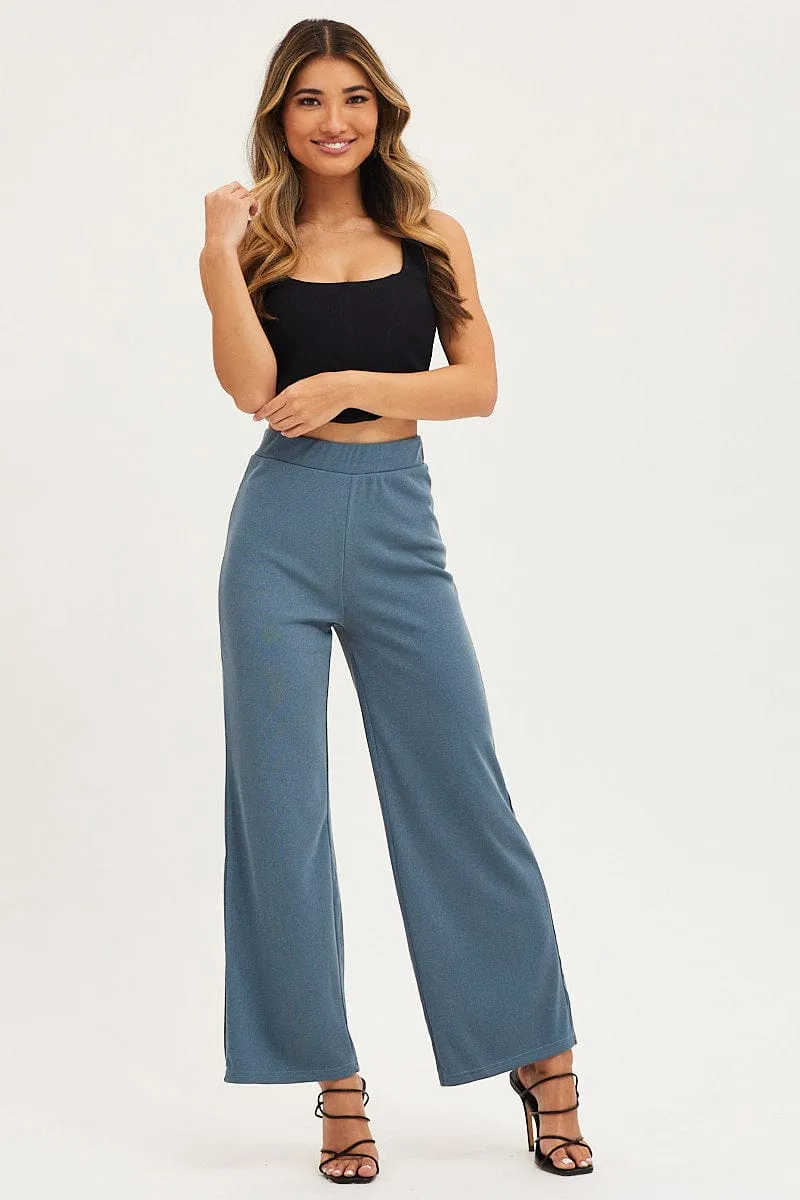 Blue Flare Pants High Rise sold by Ally Fashion product image thumbnail 3