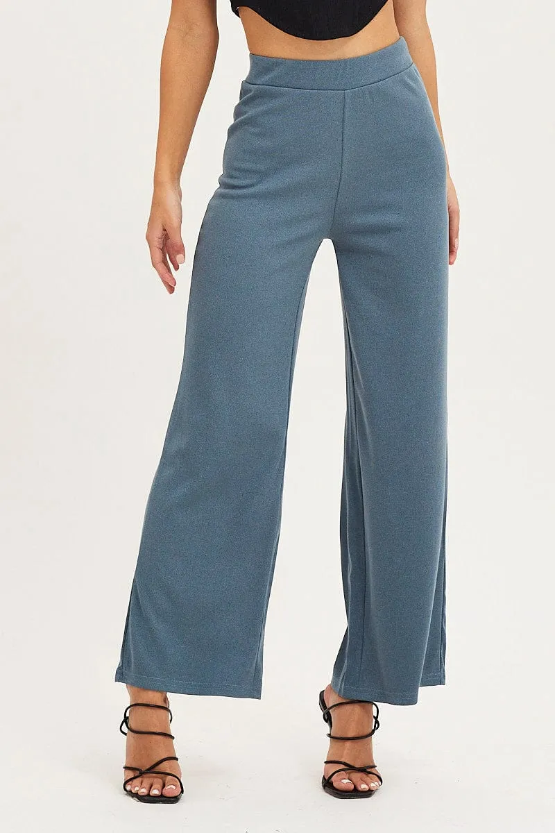 Blue Flare Pants High Rise sold by Ally Fashion product image thumbnail 2