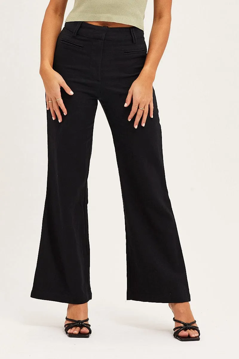 Black High Rise Linen Blend Wide Leg Pants sold by Ally Fashion product image thumbnail 2
