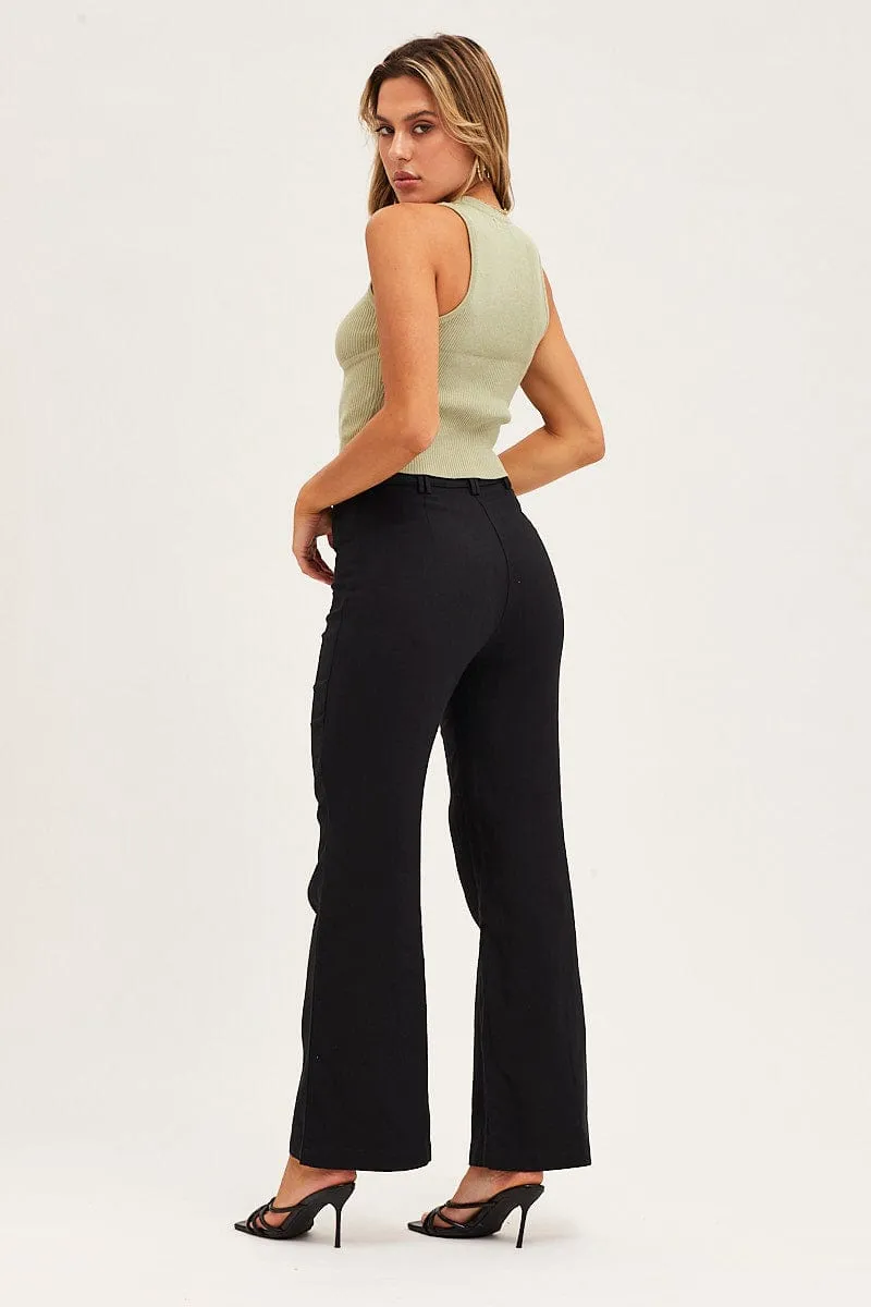 Black High Rise Linen Blend Wide Leg Pants sold by Ally Fashion product image thumbnail 5