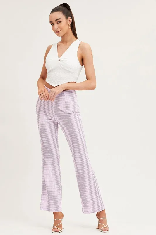 Check High Rise Pants Straight Leg sold by Ally Fashion