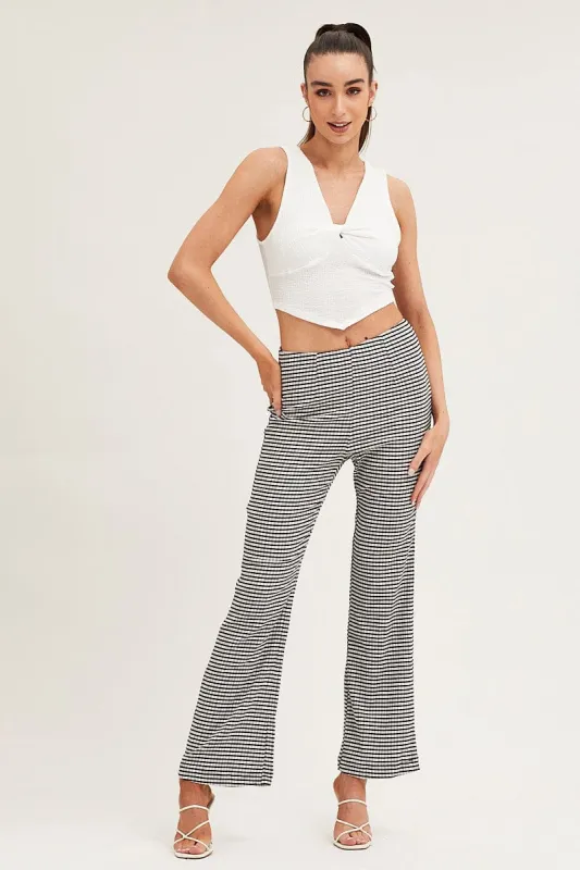 Check High Rise Pants Straight Leg sold by Ally Fashion