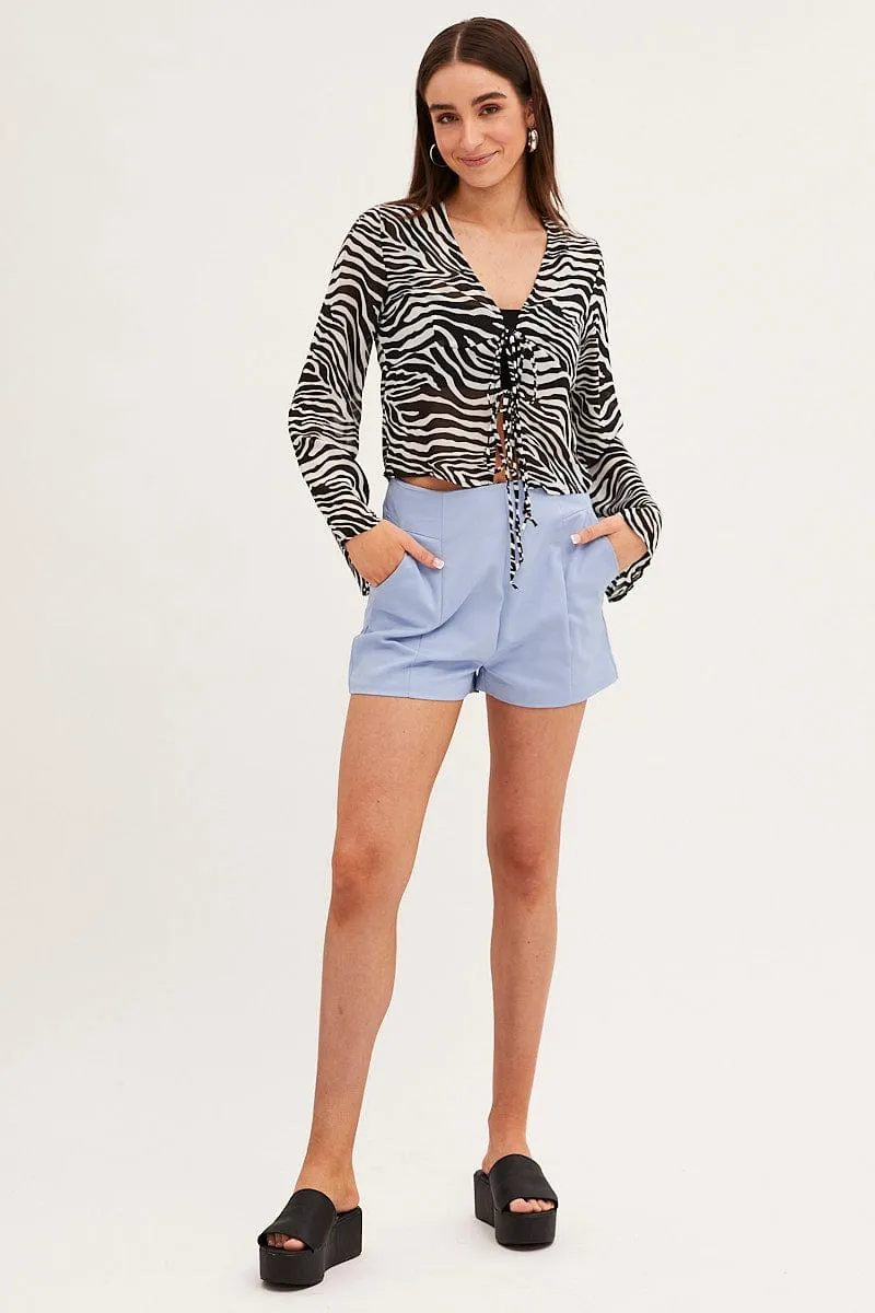 Blue High Rise Shorts sold by Ally Fashion product image thumbnail 3