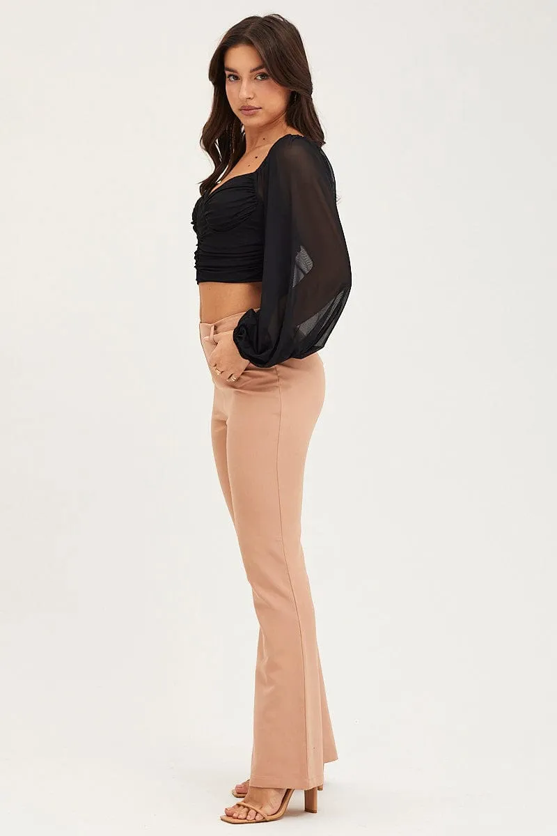 Beige Flare Pants Mid Rise sold by Ally Fashion product image thumbnail 4