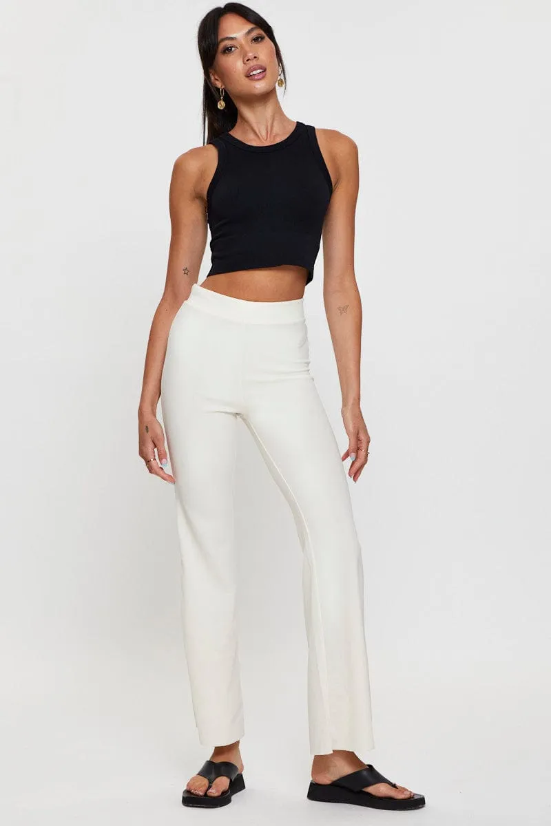 White Flare Pants High Rise sold by Ally Fashion