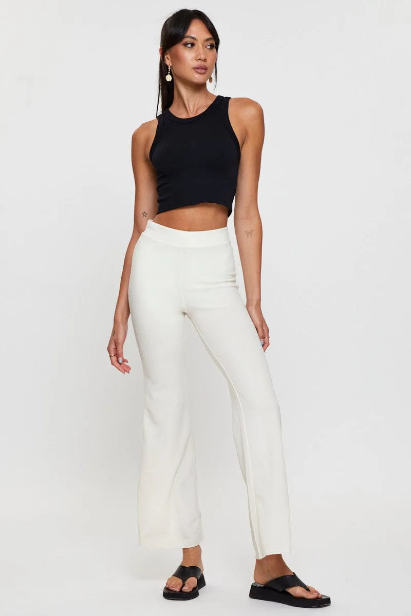 White Flare Pants High Rise sold by Ally Fashion product image thumbnail 3