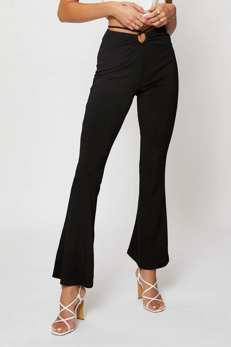 Black Jersey Pants Flare Leg sold by Ally Fashion product image thumbnail 2