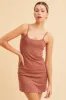 Brown Slip Dress Base Layer Cotton Stretch Sleeveless sold by Ally Fashion
