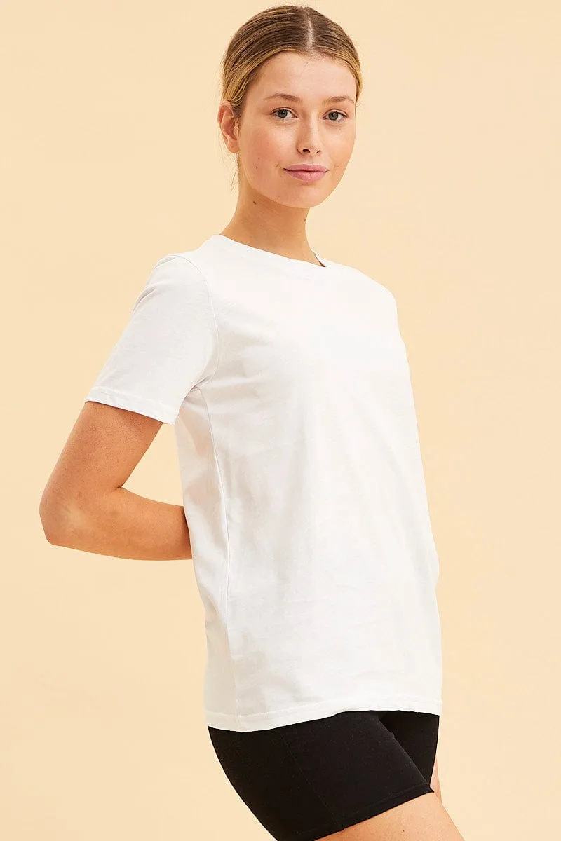 White Cotton T-Shirt Crew Neck Regular Fit Cotton sold by Ally Fashion product image thumbnail 4