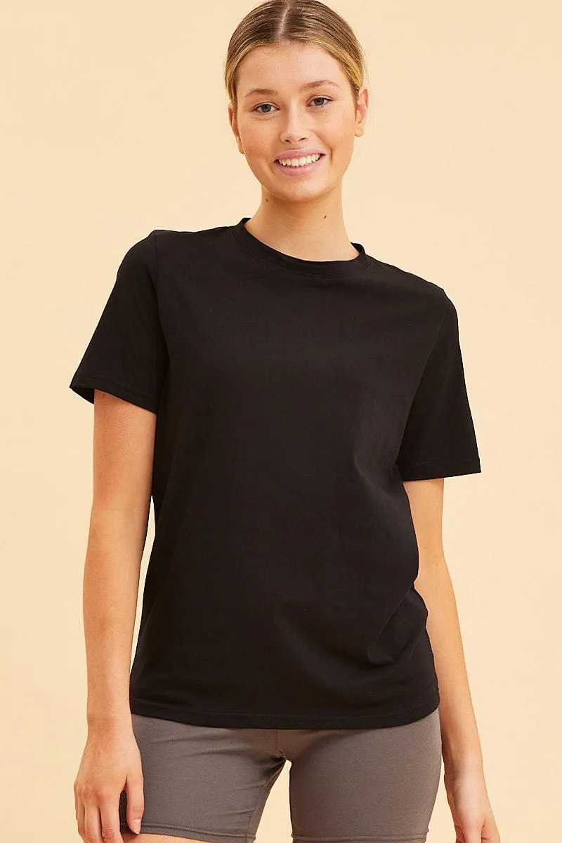 Black Cotton T-Shirt Crew Neck Regular Fit Cotton sold by Ally Fashion product image thumbnail 3