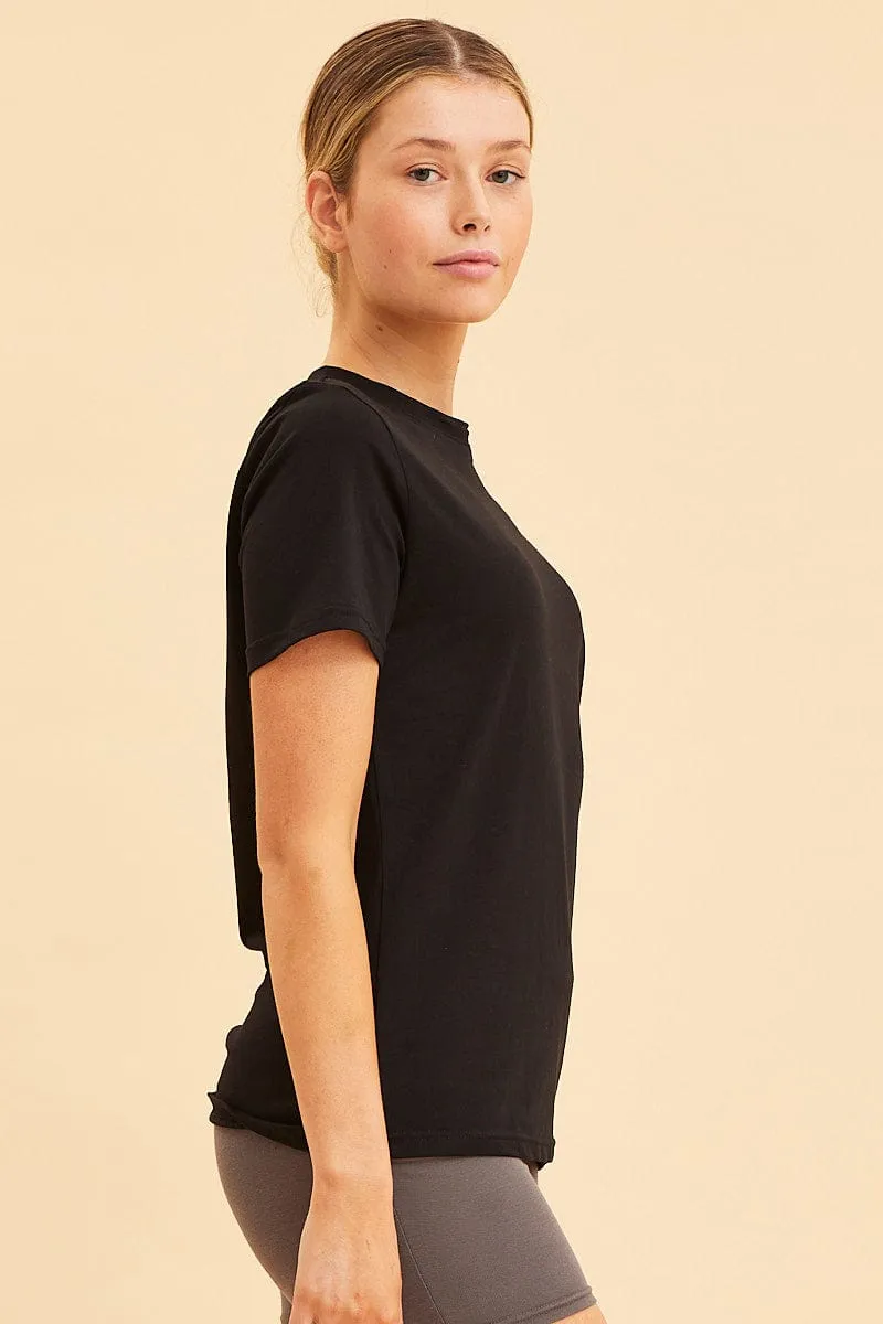 Black Cotton T-Shirt Crew Neck Regular Fit Cotton sold by Ally Fashion product image thumbnail 4