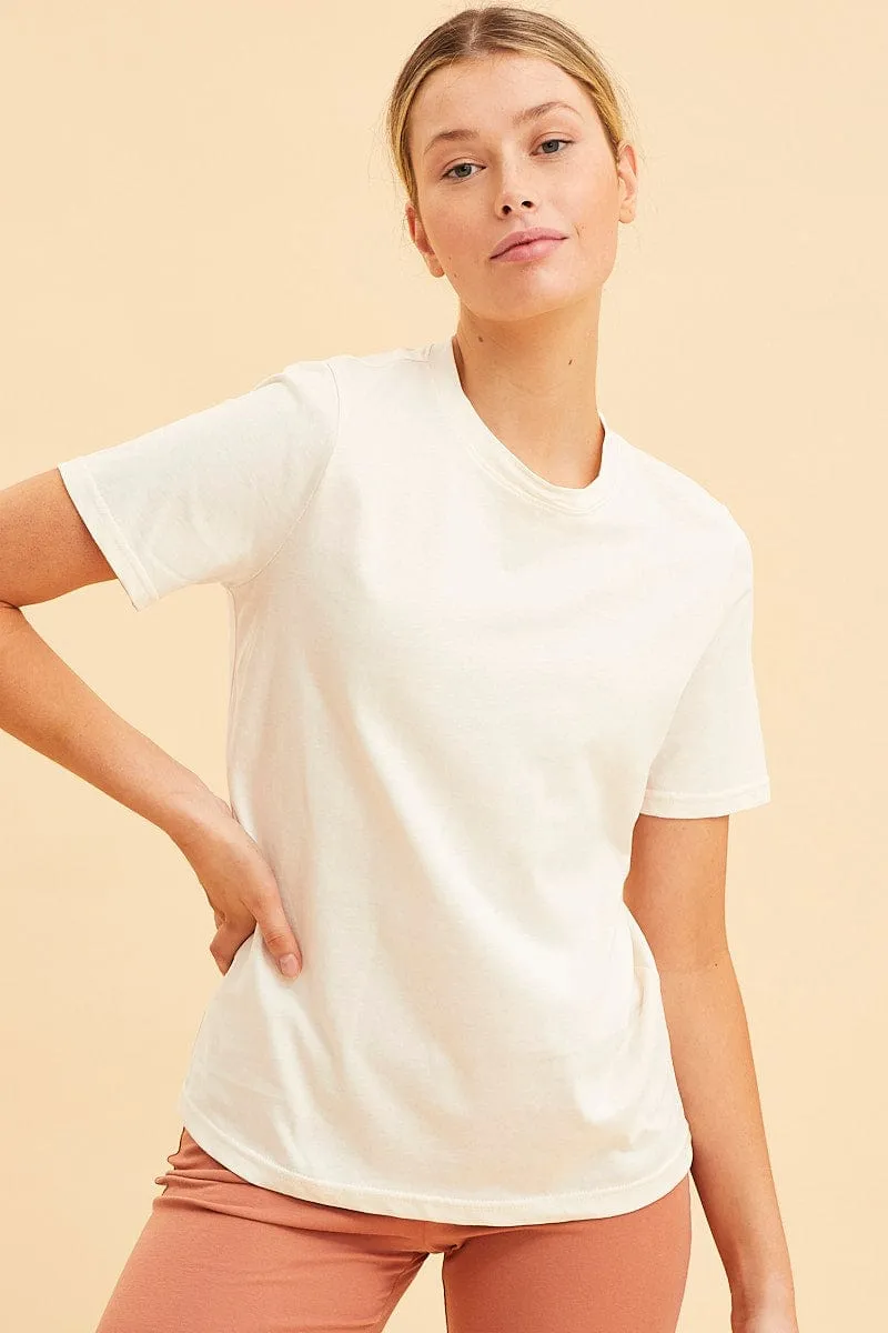 White Cotton T-Shirt Crew Neck Regular Fit Cotton sold by Ally Fashion product image thumbnail 3