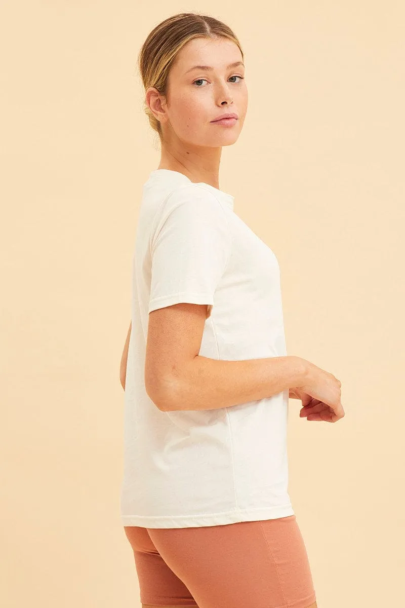 White Cotton T-Shirt Crew Neck Regular Fit Cotton sold by Ally Fashion product image thumbnail 4