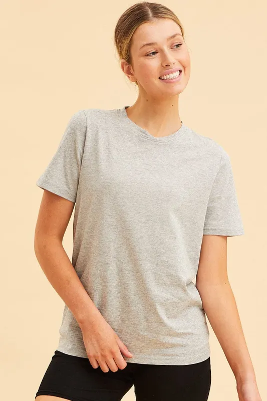 Grey Cotton T-Shirt Crew Neck Regular Fit Cotton sold by Ally Fashion