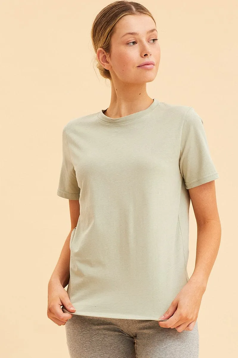 Green Cotton T-Shirt Crew Neck Regular Fit Cotton sold by Ally Fashion product image thumbnail 3