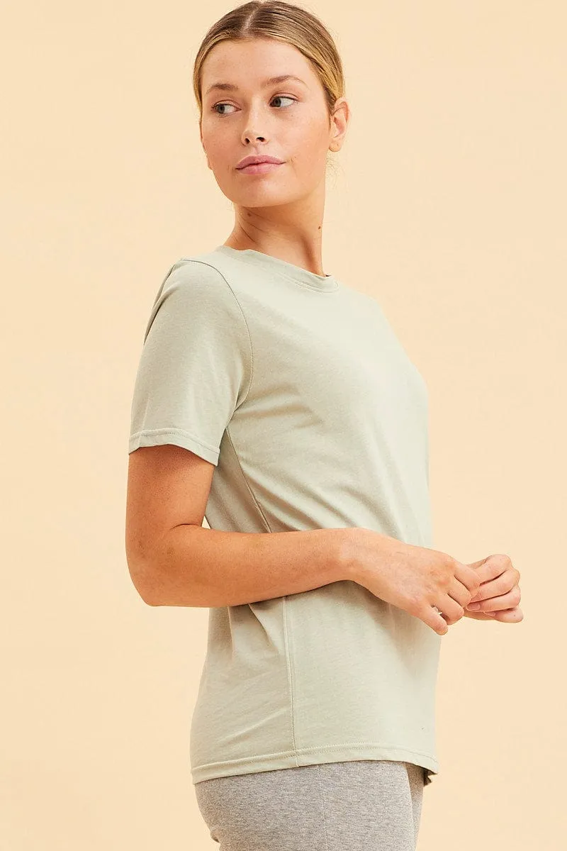 Green Cotton T-Shirt Crew Neck Regular Fit Cotton sold by Ally Fashion product image thumbnail 4