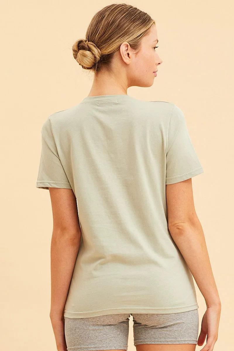 Green Cotton T-Shirt Crew Neck Regular Fit Cotton sold by Ally Fashion product image thumbnail 5