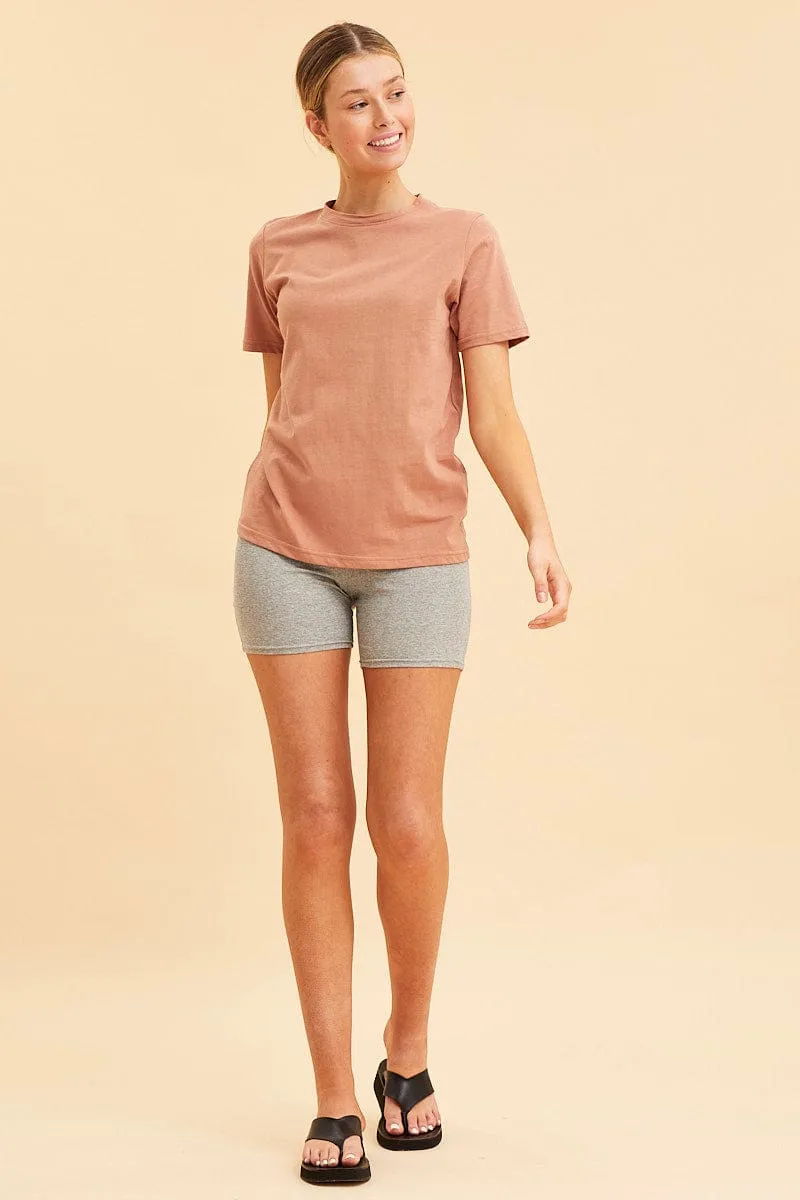 Beige Cotton T-Shirt Crew Neck Regular Fit Cotton sold by Ally Fashion product image thumbnail 2