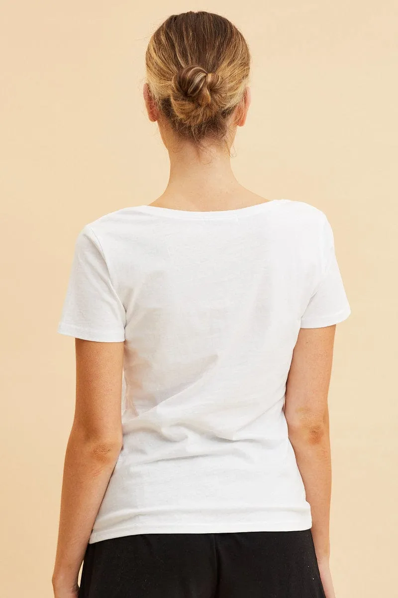 White V Neck T-Shirt Cotton Regular Fit Cotton sold by Ally Fashion product image thumbnail 5