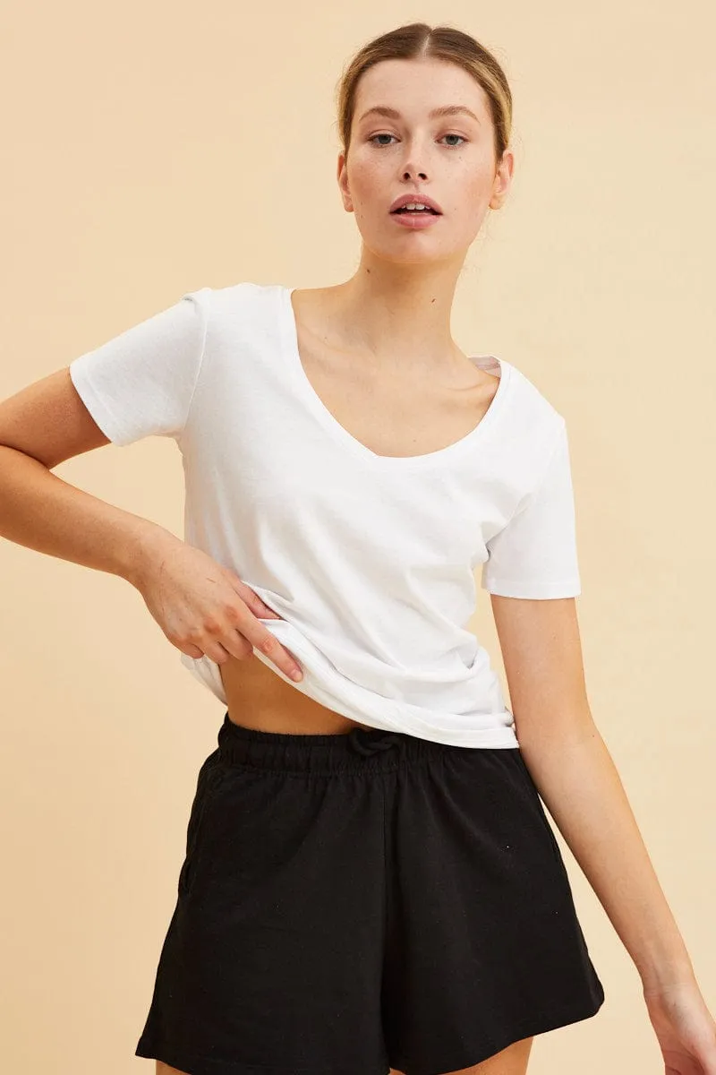 White V Neck T-Shirt Cotton Regular Fit Cotton sold by Ally Fashion product image thumbnail 3