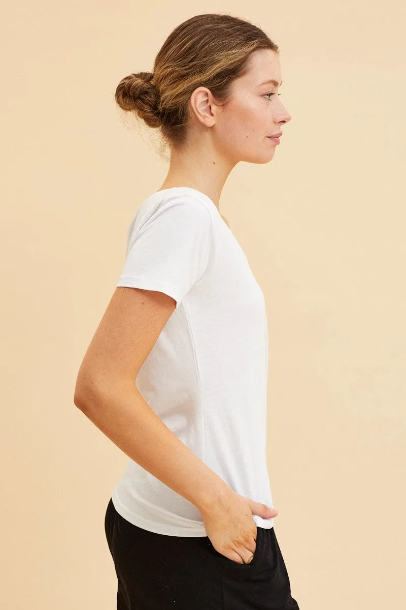 White V Neck T-Shirt Cotton Regular Fit Cotton sold by Ally Fashion product image thumbnail 4